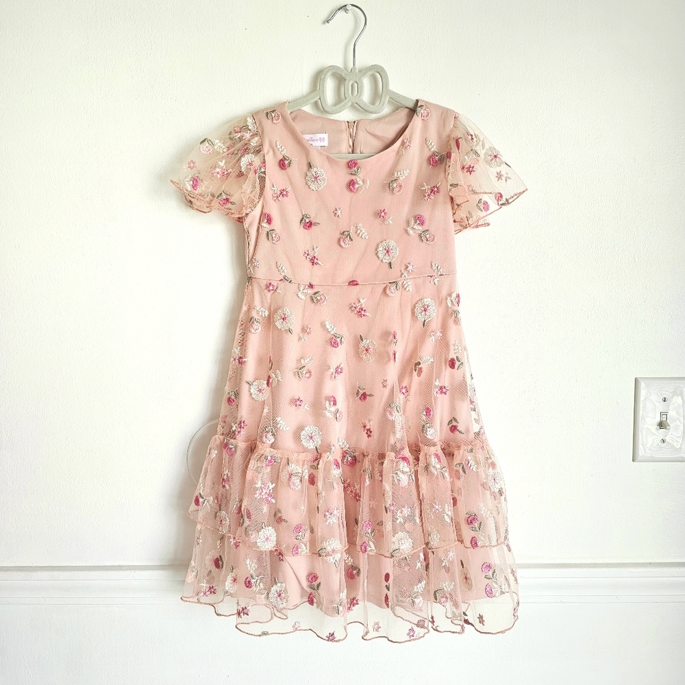 Embroidered Mesh Ruffle Dress - Picture 2 of 7
